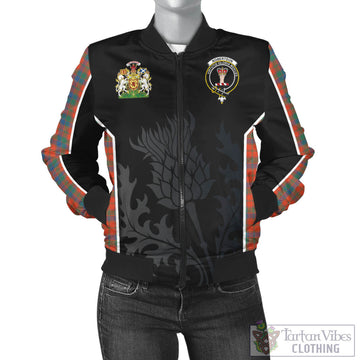 Robertson Ancient Tartan Bomber Jacket with Family Crest and Scottish Thistle Vibes Sport Style