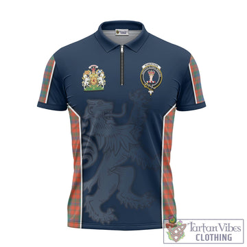 Robertson Ancient Tartan Zipper Polo Shirt with Family Crest and Lion Rampant Vibes Sport Style