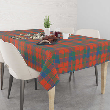 Robertson Ancient Tartan Tablecloth with Clan Crest and the Golden Sword of Courageous Legacy