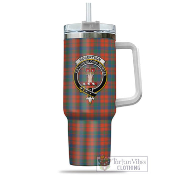 Robertson Ancient Tartan and Family Crest Tumbler with Handle