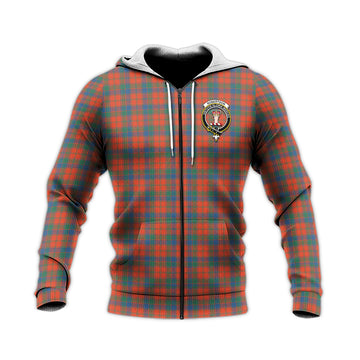 Robertson Ancient Tartan Knitted Hoodie with Family Crest