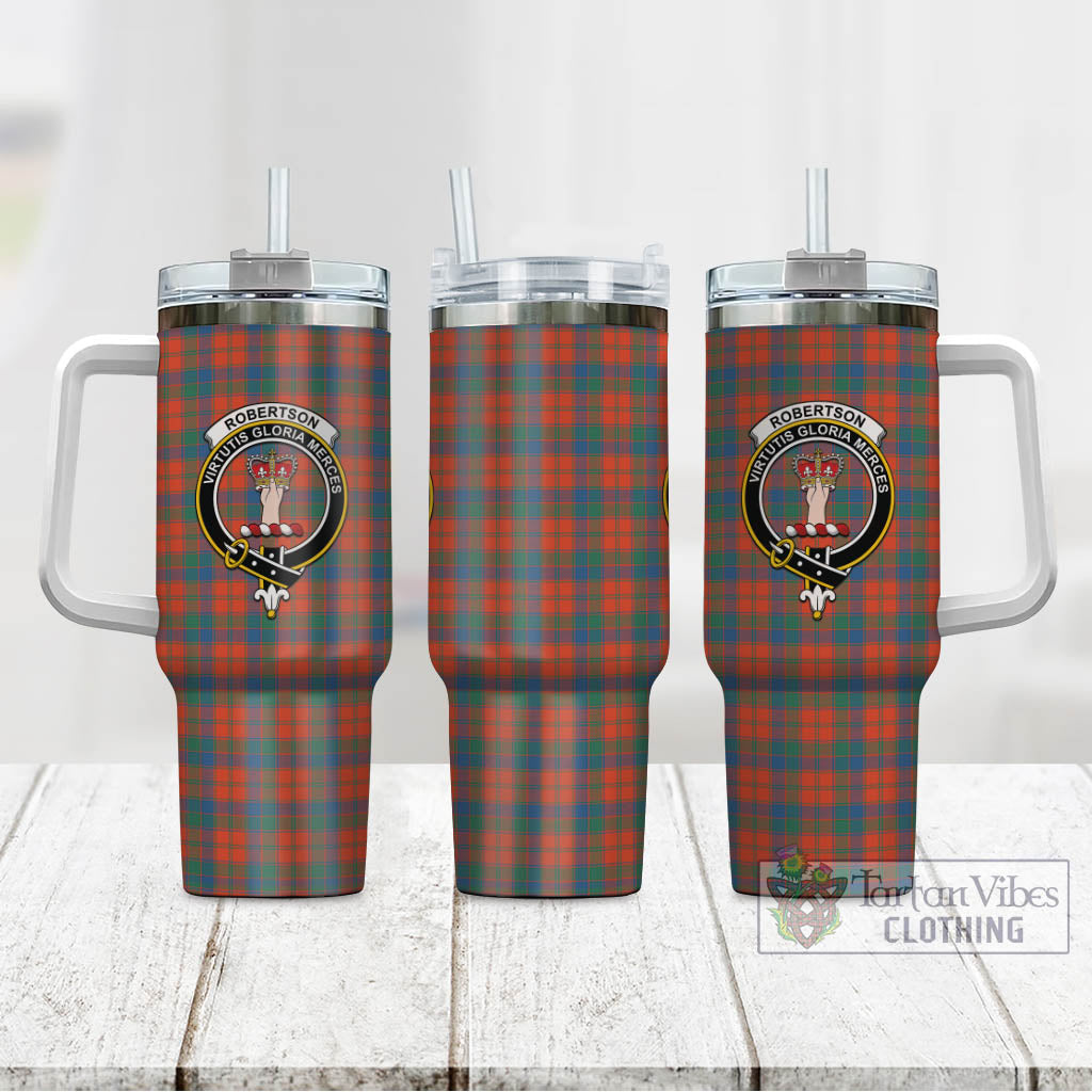 Tartan Vibes Clothing Robertson Ancient Tartan and Family Crest Tumbler with Handle