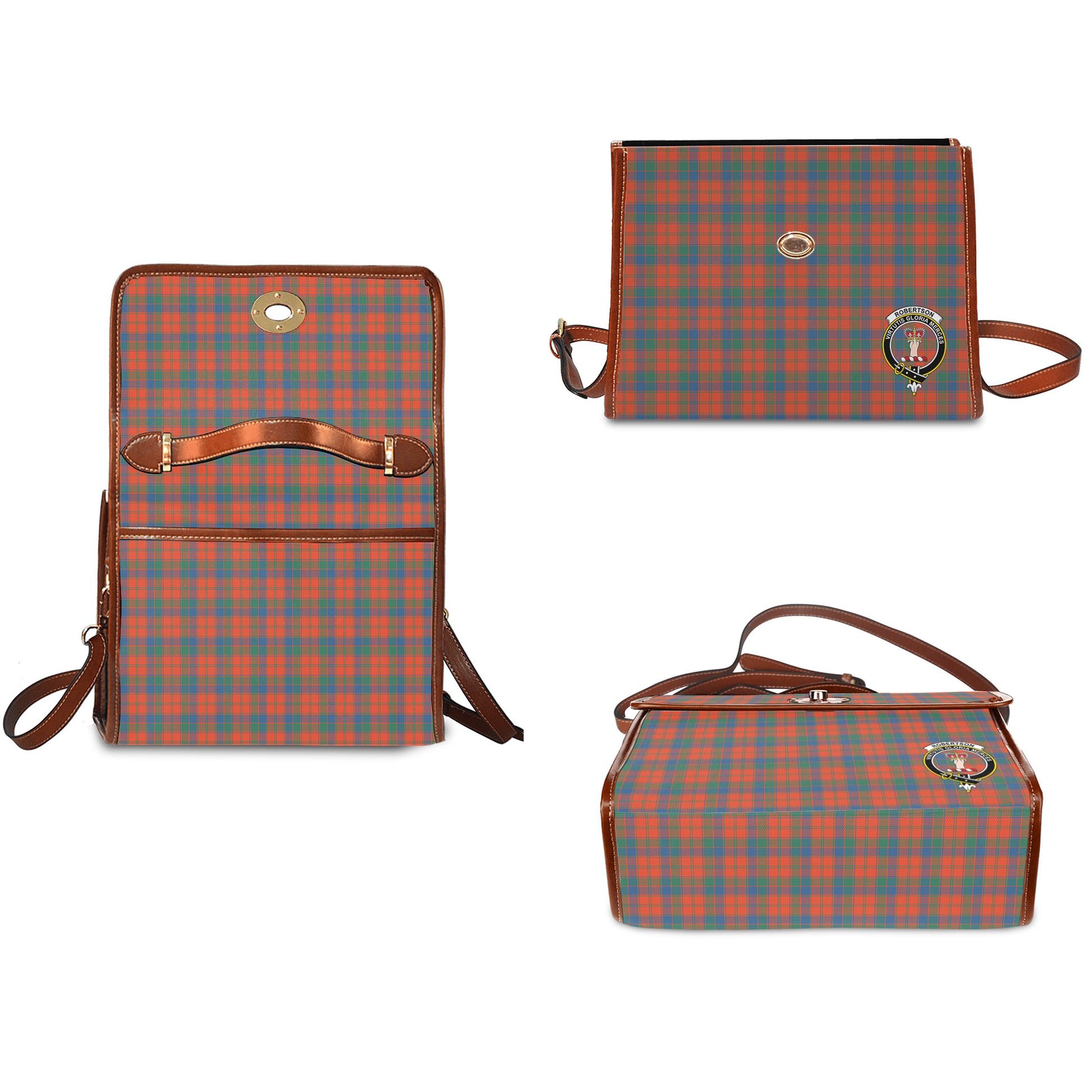robertson-ancient-tartan-leather-strap-waterproof-canvas-bag-with-family-crest