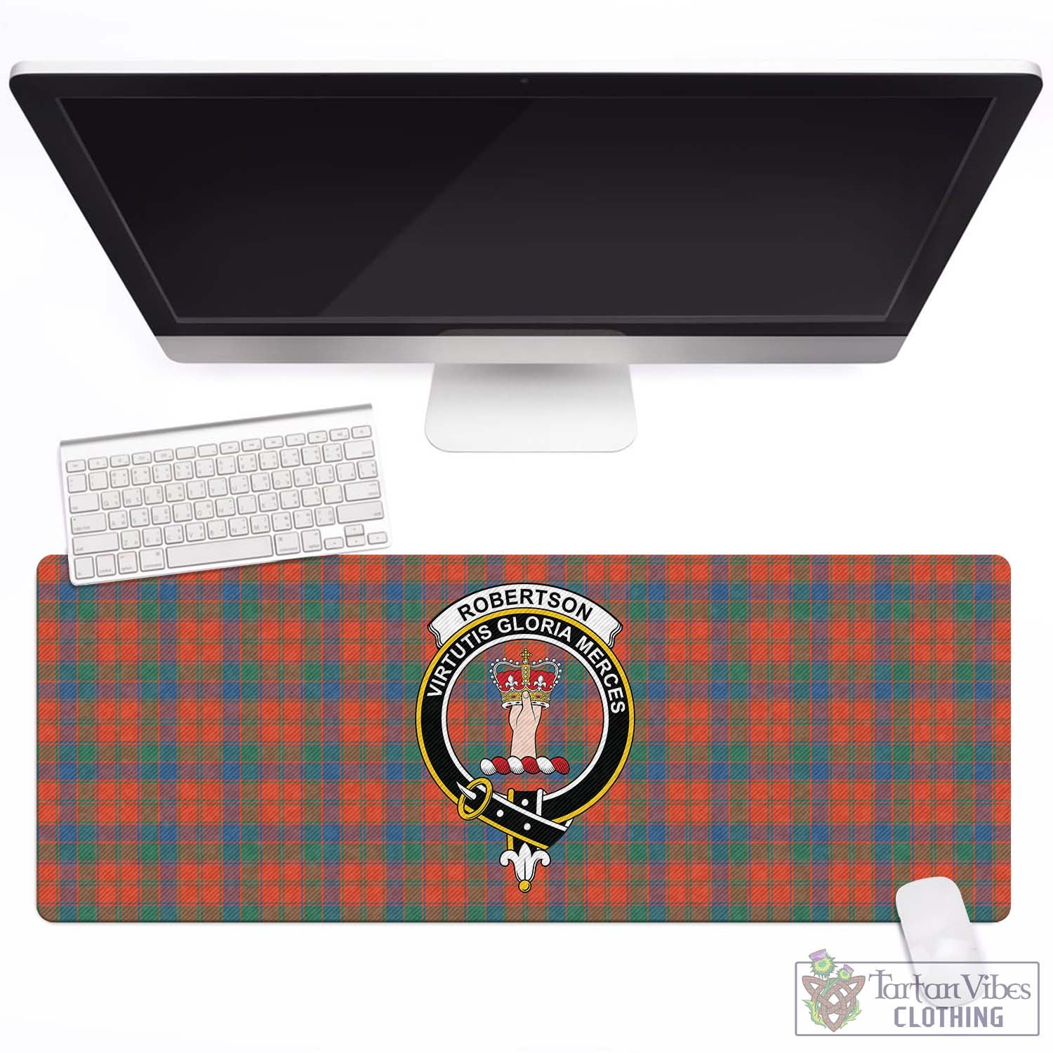 Tartan Vibes Clothing Robertson Ancient Tartan Mouse Pad with Family Crest
