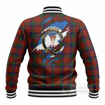 Robertson Clan Crest In Me Tartan Baseball Jacket Scotland Flag Style