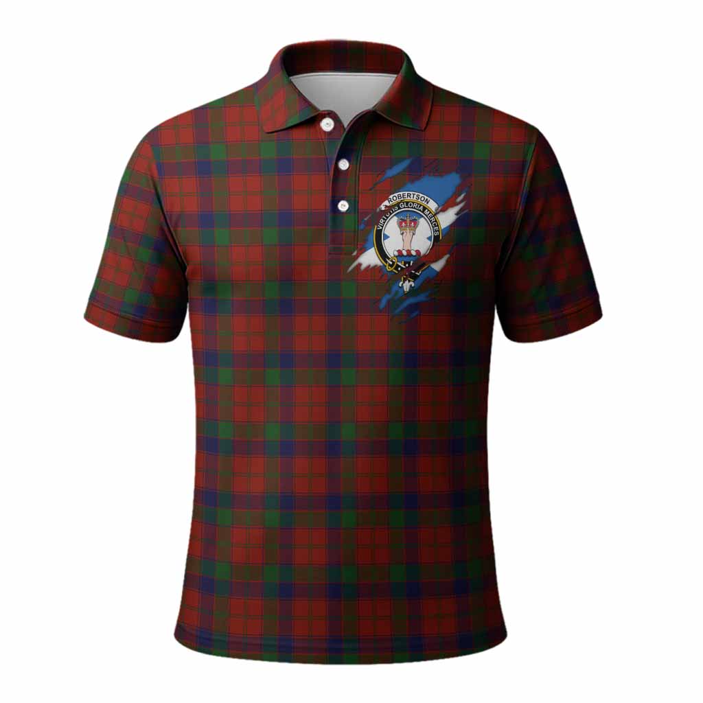 Robertson Clan Crest In Me Tartan Polo Shirt Scotland Flag Style
