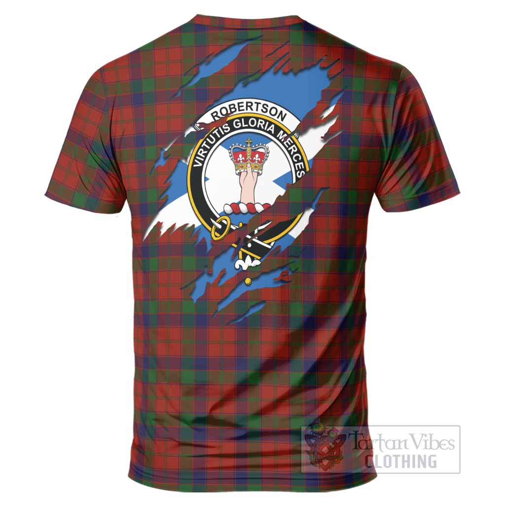 Robertson Clan Crest In Me Tartan T-Shirt Scotland Flag Style