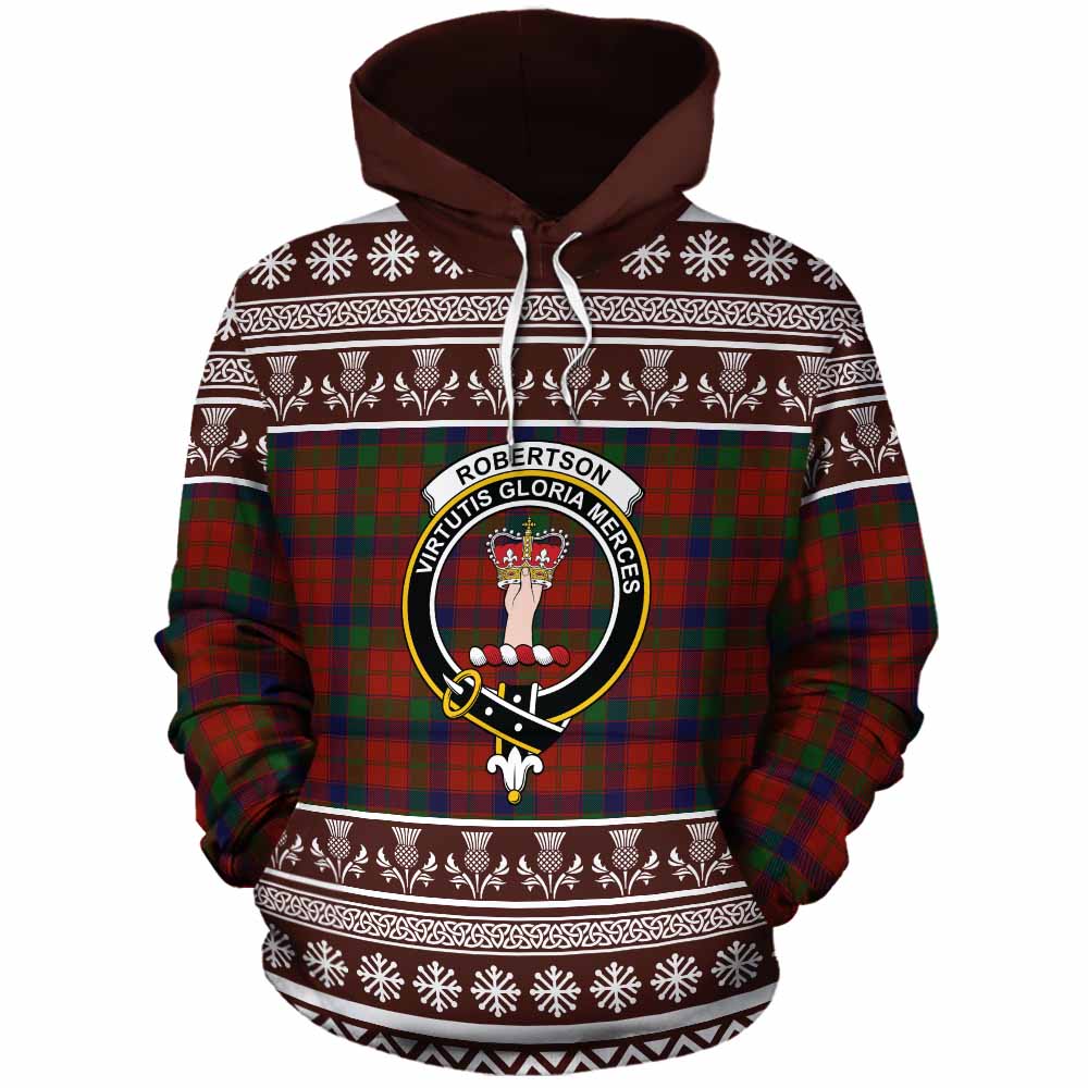 Robertson Clan Tartan Christmas Cotton Hoodie with Family Crest - Tartan Vibes Clothing