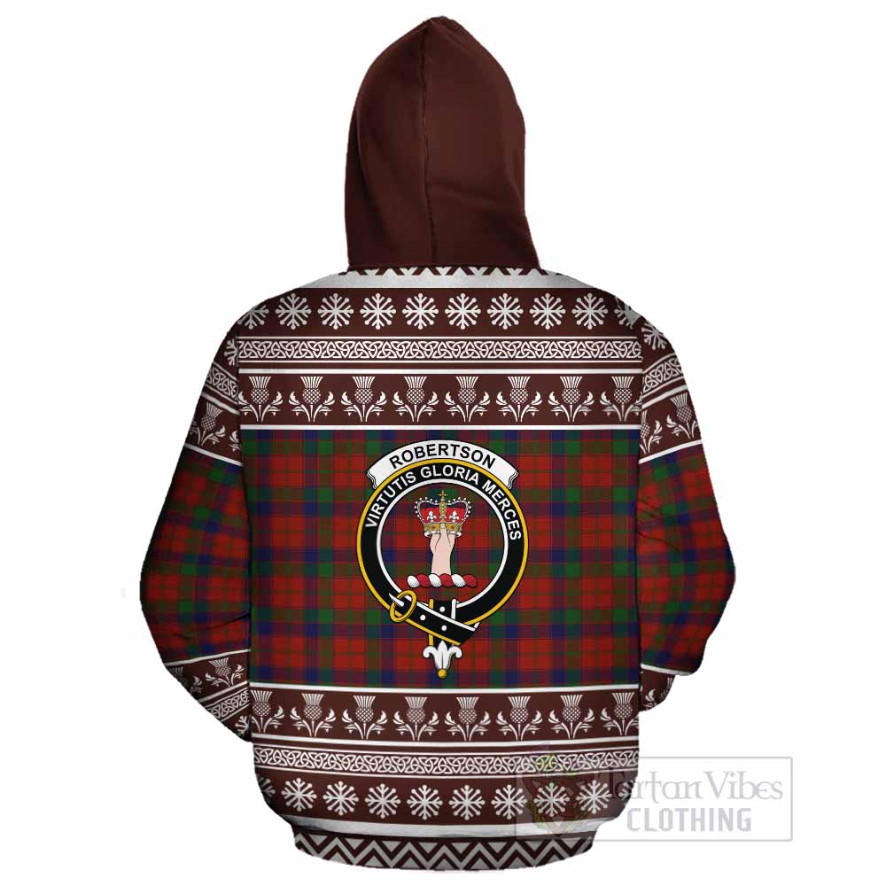 Robertson Clan Tartan Christmas Cotton Hoodie with Family Crest - Tartan Vibes Clothing