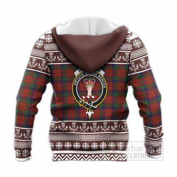 Robertson Clan Tartan Christmas Knitted Hoodie with Family Crest
