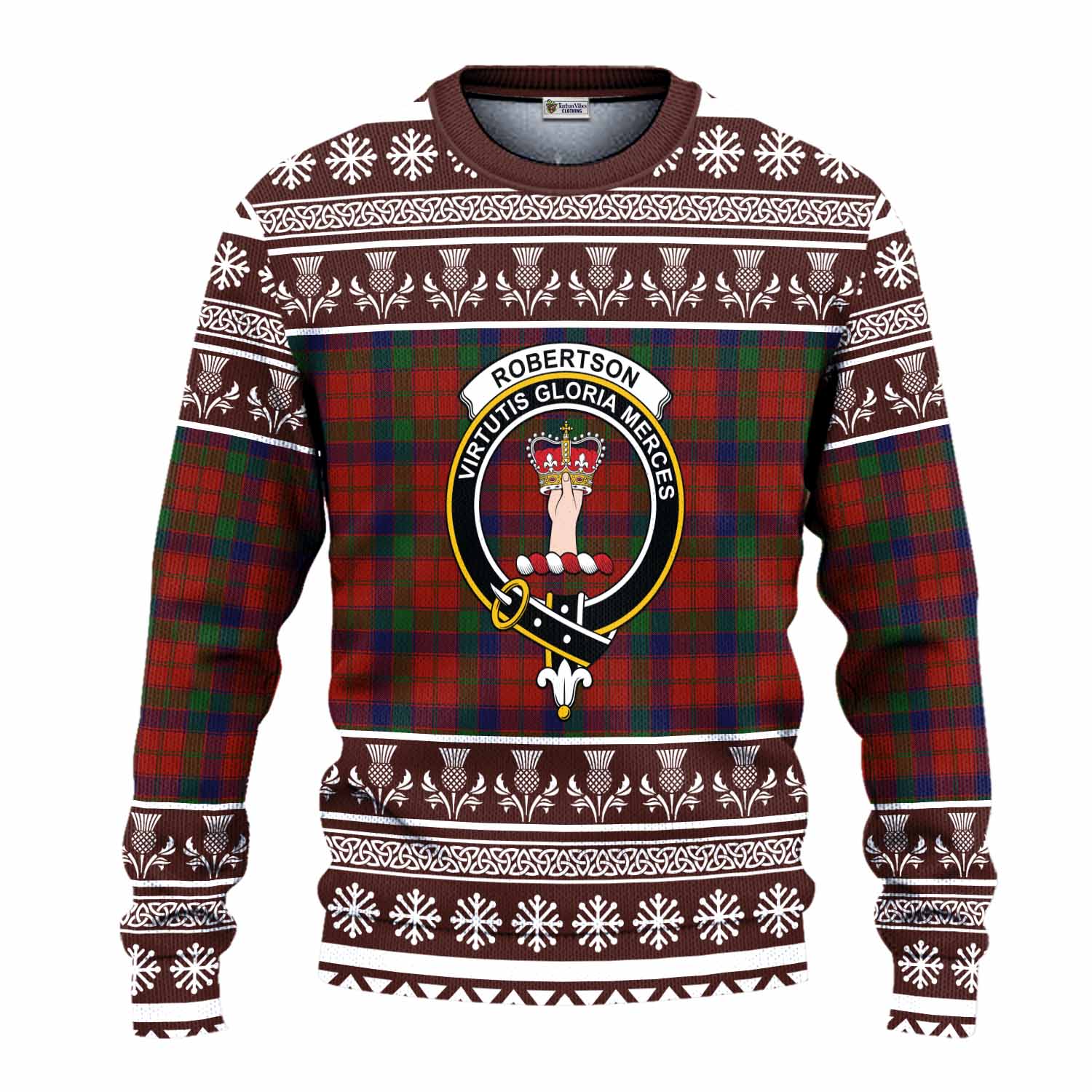 Robertson Clan Tartan Christmas Ugly Sweater with Family Crest - Tartan Vibes Clothing