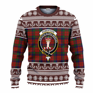 Robertson Clan Tartan Christmas Ugly Sweater with Family Crest