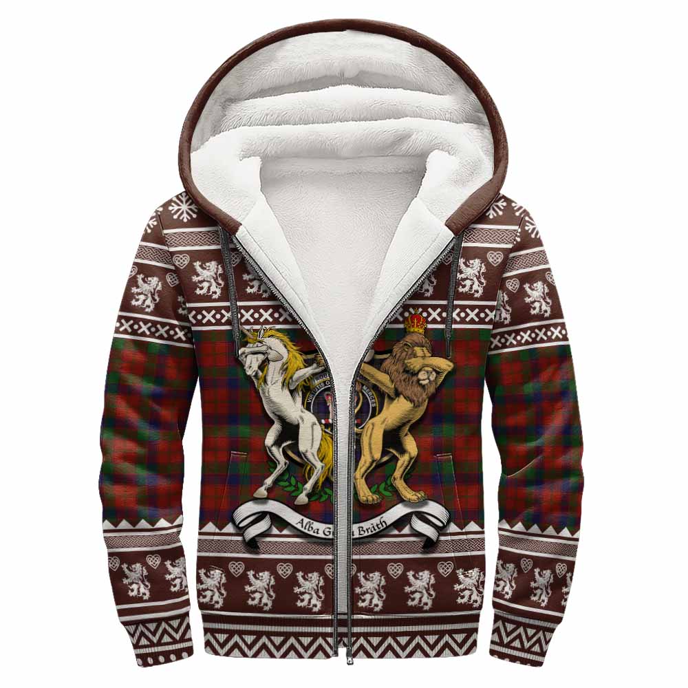 Robertson Clan Tartan Crest Christmas Fleece Hoodie Coat of Arms Funny Style - Tartan Vibes Clothing
