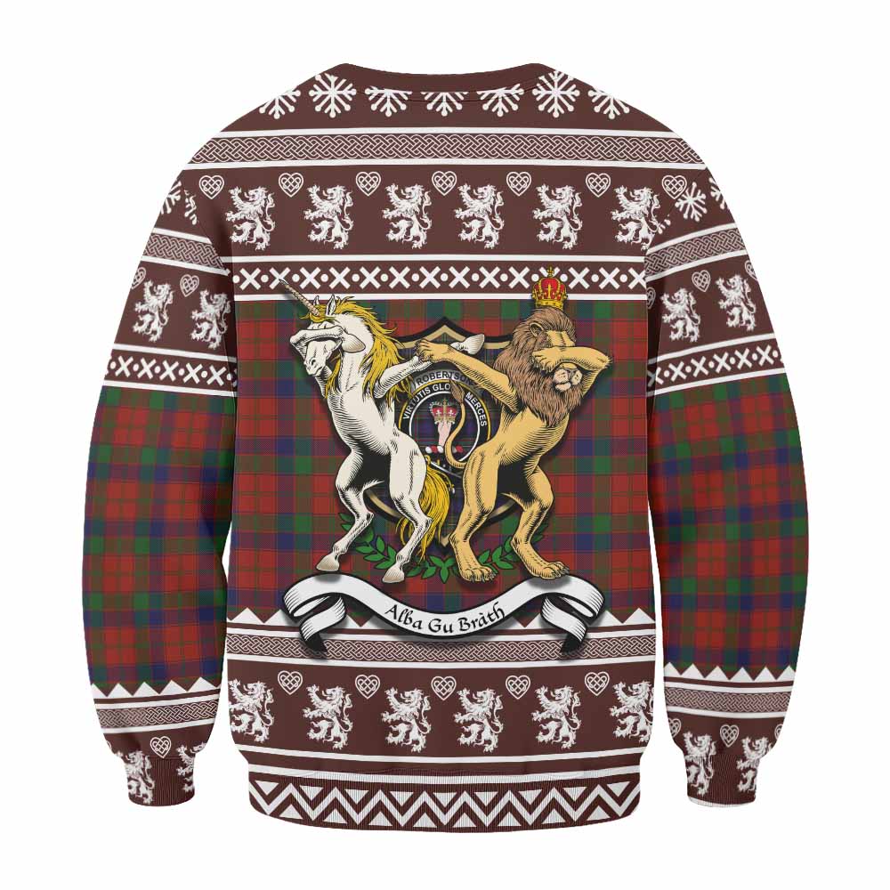Robertson Clan Tartan Crest Christmas Sweatshirt Coat of Arms Funny Style - Tartan Vibes Clothing