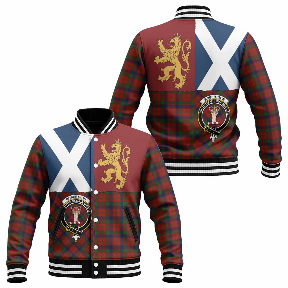 Robertson Crest Tartan Baseball Jacket with Lion Rampant Saltire Style
