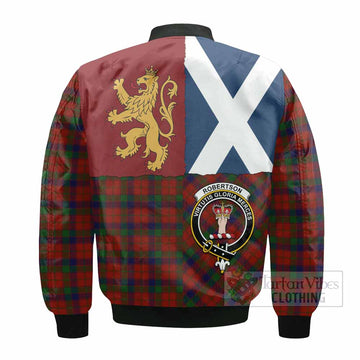 Robertson Crest Tartan Bomber Jacket with Lion Rampant Saltire Style