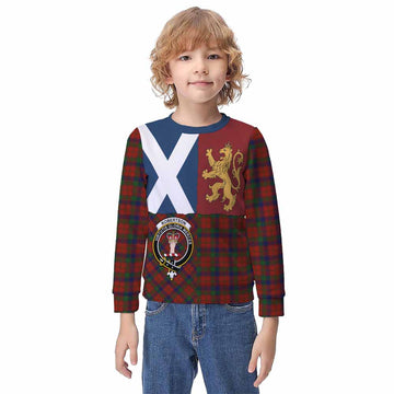 Robertson Crest Tartan Kid Knitted Sweatshirt with Lion Rampant Saltire Style