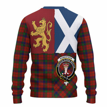 Robertson Crest Tartan Knitted Sweater with Lion Rampant Saltire Style