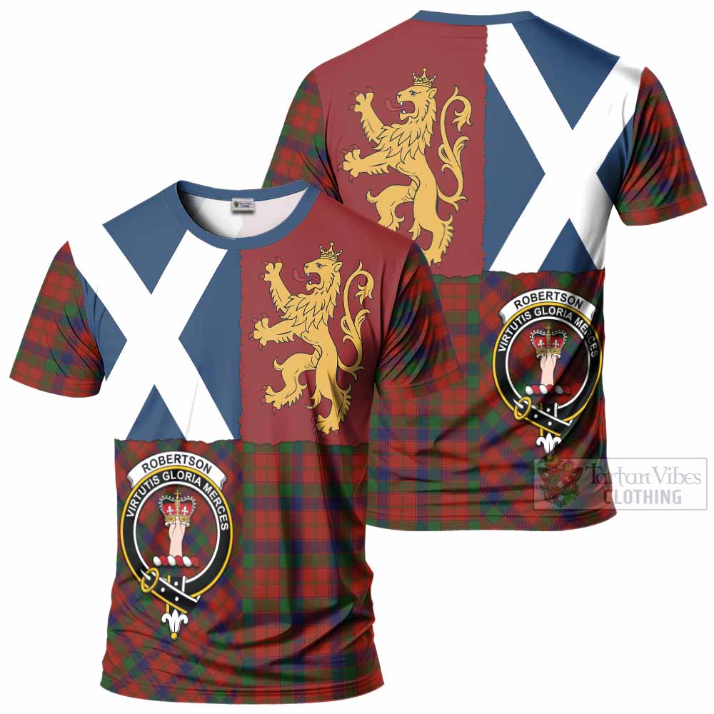 Robertson Crest Tartan T-Shirt with Lion Rampant Saltire Style