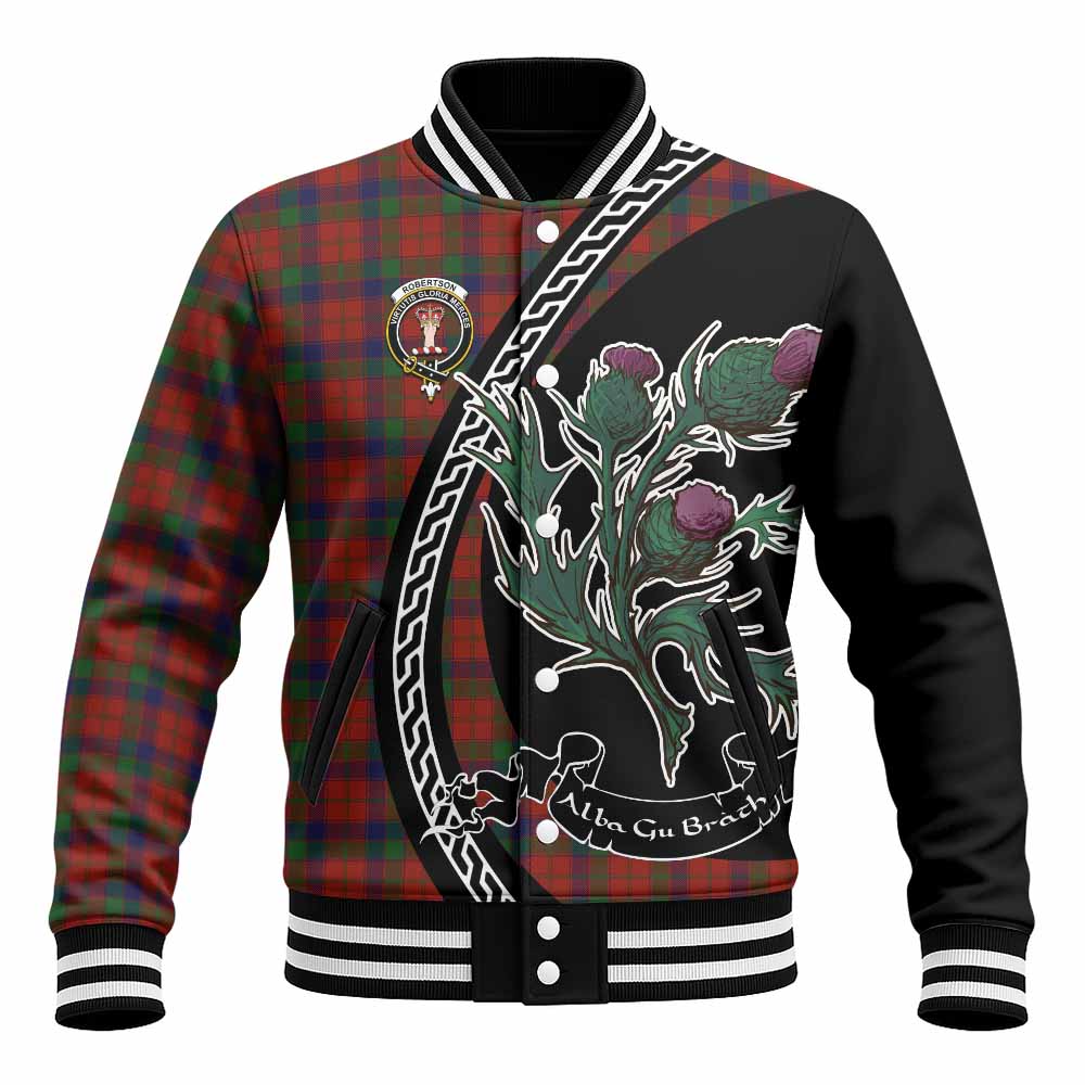 Robertson Family Crest Tartan Baseball Jacket Alba Thistle Inspired - Tartan Vibes Clothing