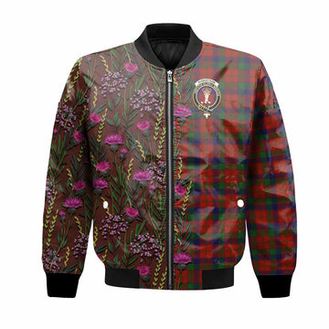 Robertson Family Crest Tartan Bomber Jacket Scottish Thistle Flower Pattern Half Style