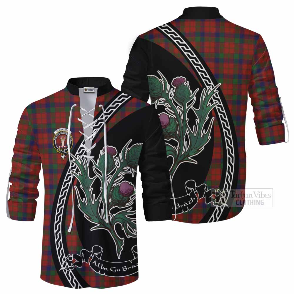 Robertson Family Crest Tartan Ghillie Shirt Alba Thistle Inspired - Tartan Vibes Clothing