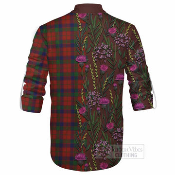 Robertson Family Crest Tartan Ghillie Shirt Scottish Thistle Flower Pattern Half Style