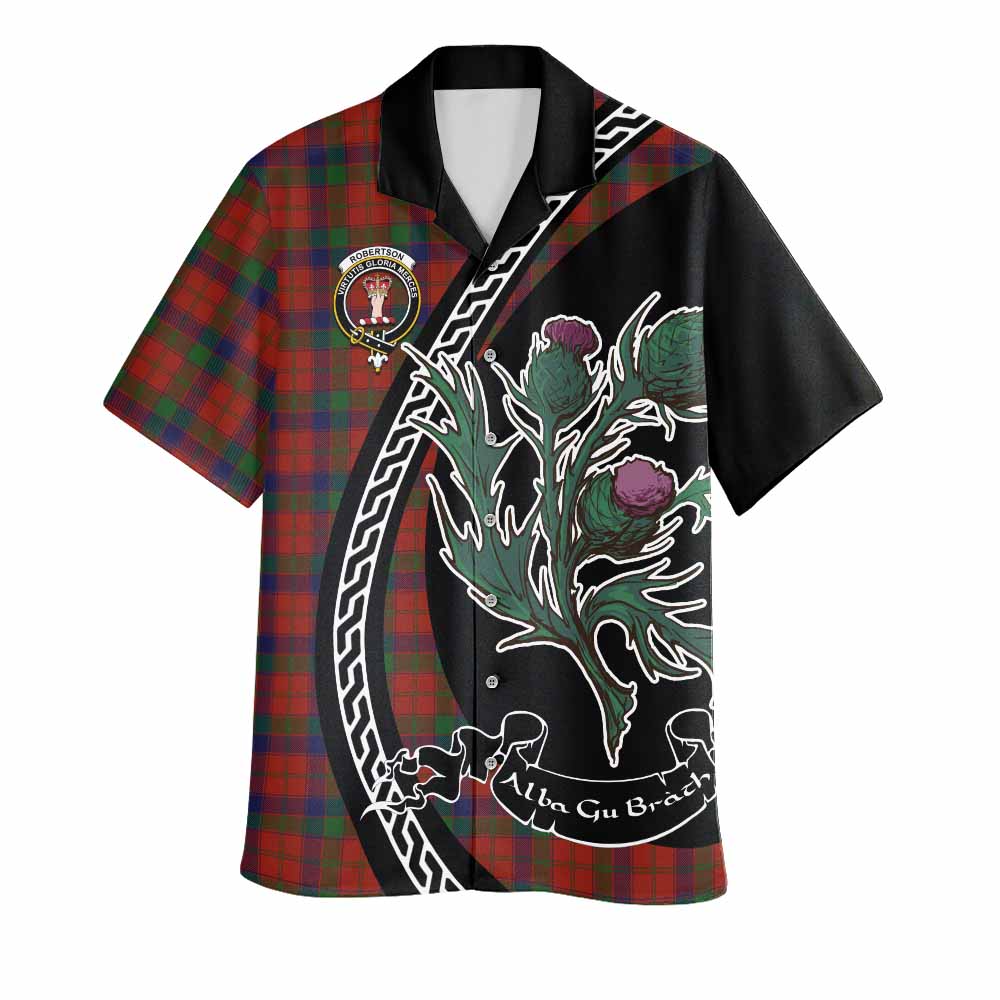 Robertson Family Crest Tartan Hawaiian Shirt Alba Thistle Inspired - Tartan Vibes Clothing