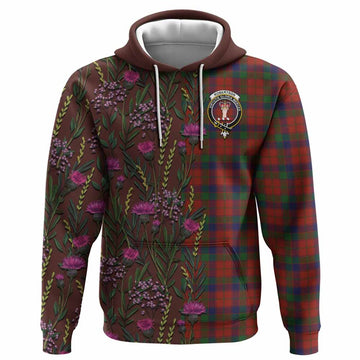 Robertson Family Crest Tartan Hoodie Scottish Thistle Flower Pattern Half Style - Tartan Vibes Clothing