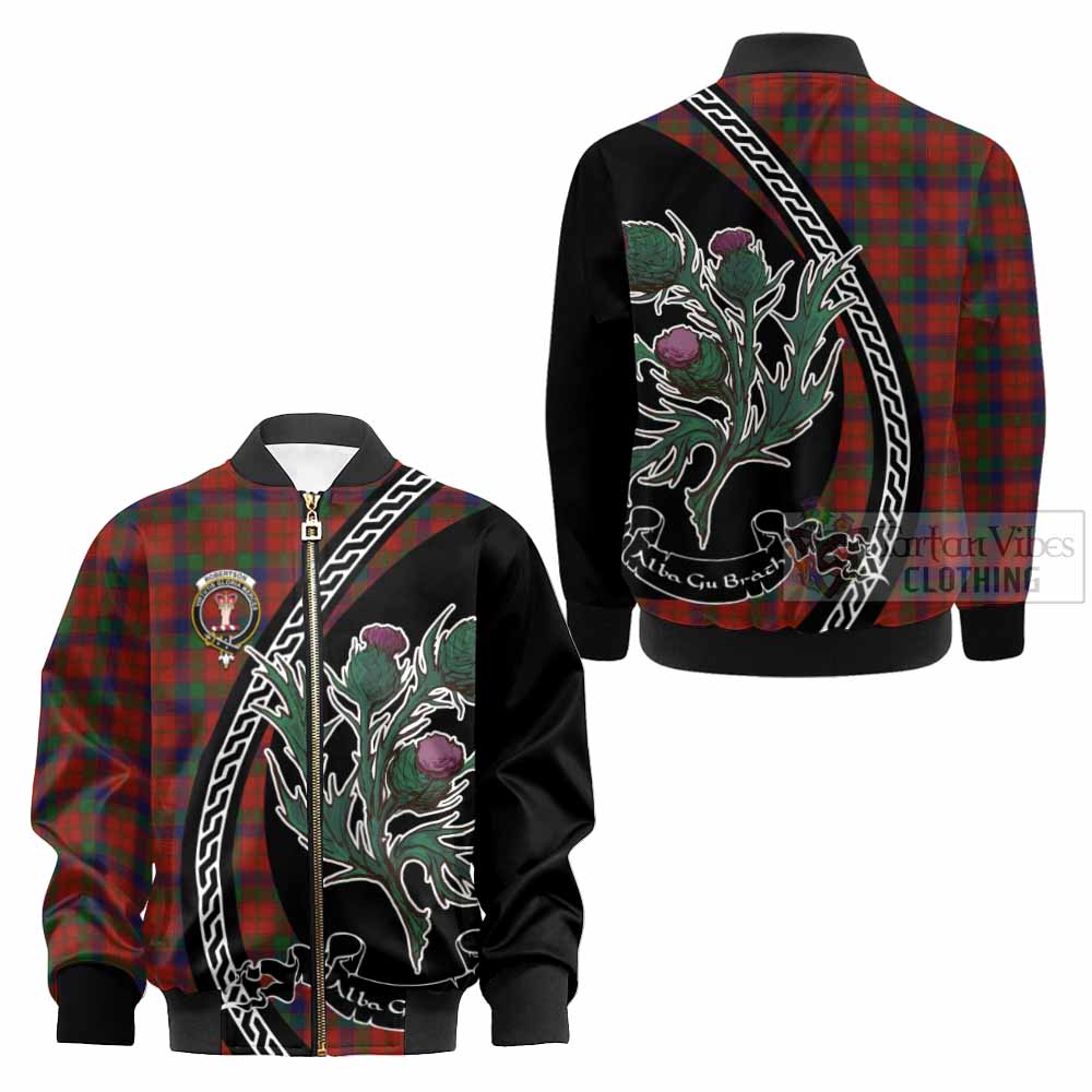 Robertson Family Crest Tartan Kid Bomber Jacket Alba Thistle Inspired - Tartan Vibes Clothing