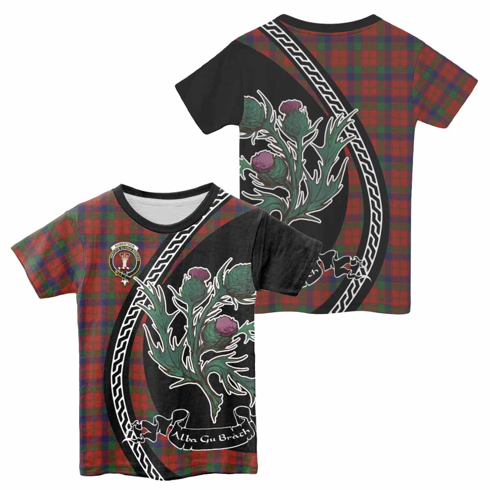 Robertson Family Crest Tartan Kid T-shirt Alba Thistle Inspired - Tartan Vibes Clothing