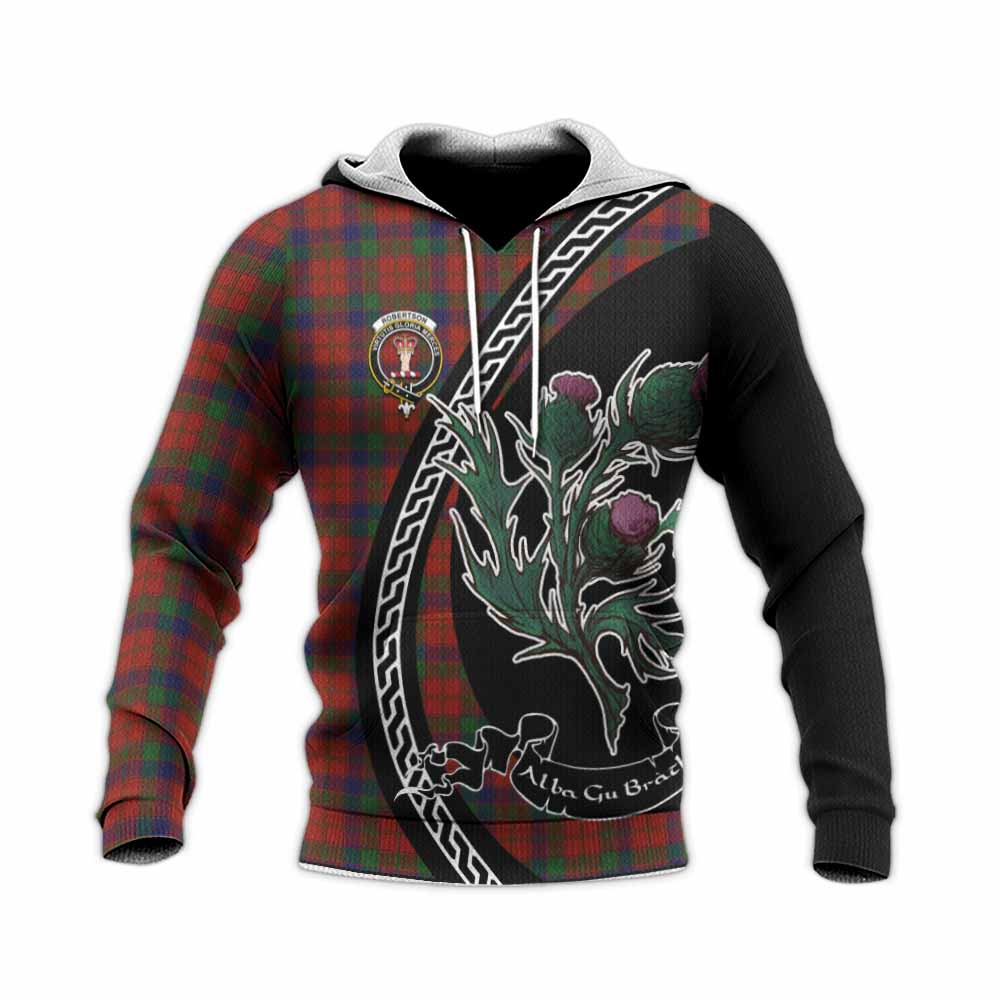 Robertson Family Crest Tartan Knitted Hoodie Alba Thistle Inspired - Tartan Vibes Clothing