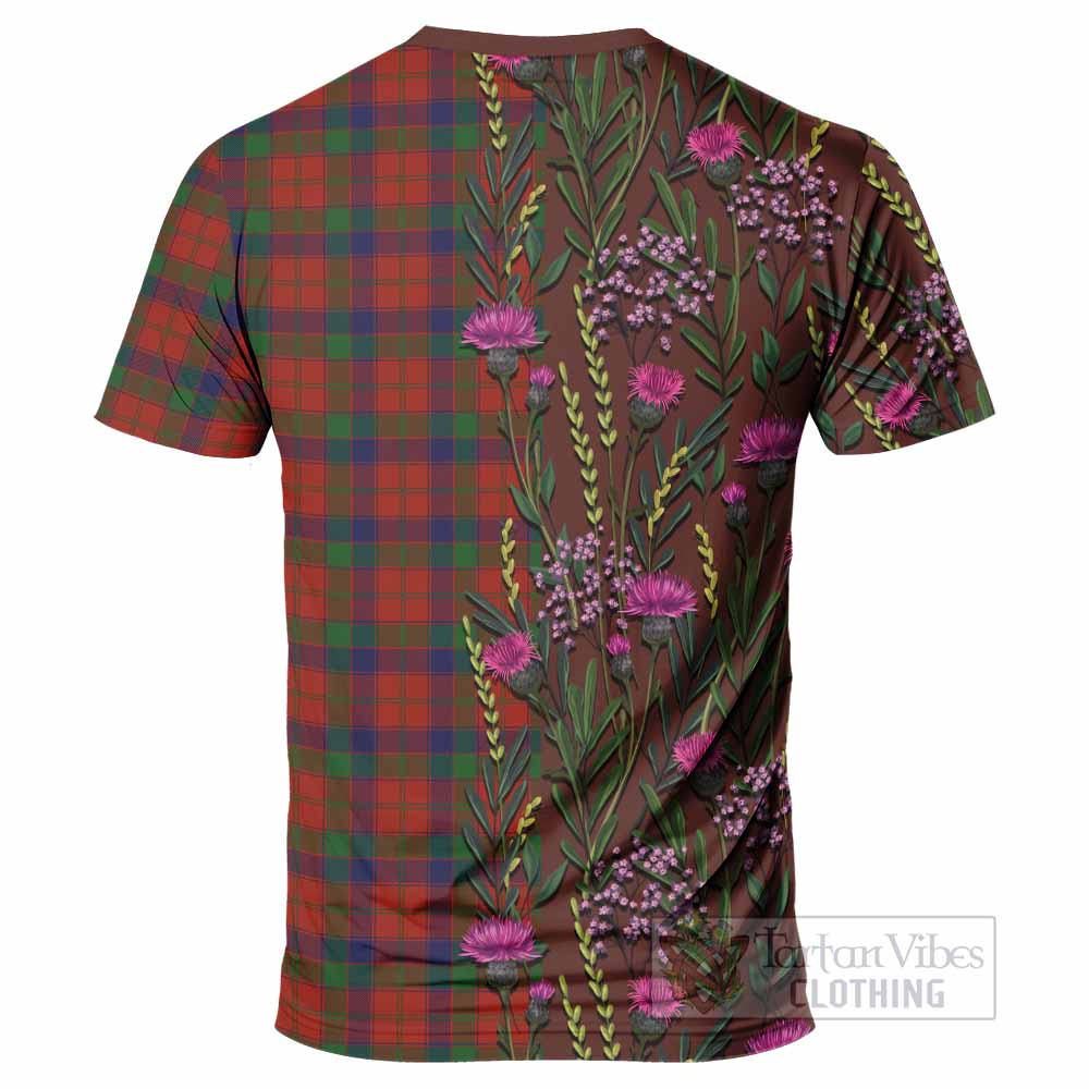 Robertson Family Crest Tartan T-Shirt Scottish Thistle Flower Pattern Half Style - Tartan Vibes Clothing