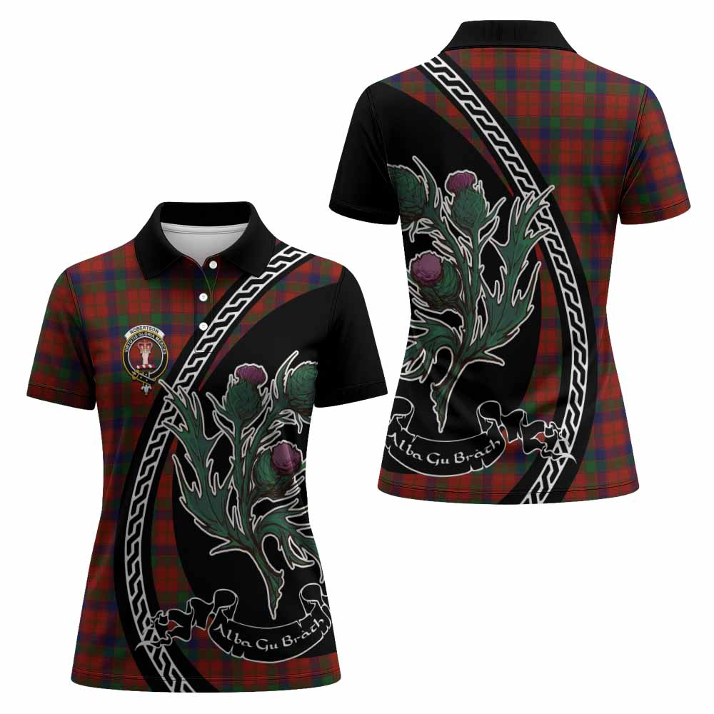 Robertson Family Crest Tartan Women Polo Shirt Alba Thistle Inspired - Tartan Vibes Clothing