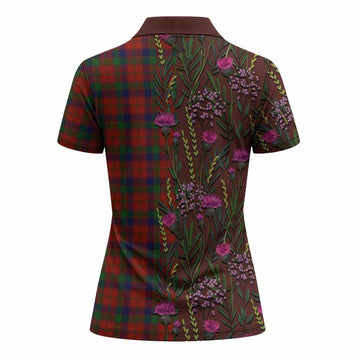 Robertson Family Crest Tartan Women Polo Shirt Scottish Thistle Flower Pattern Half Style
