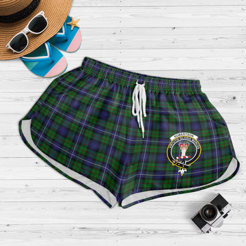 Robertson Hunting Tartan Womens Shorts with Family Crest