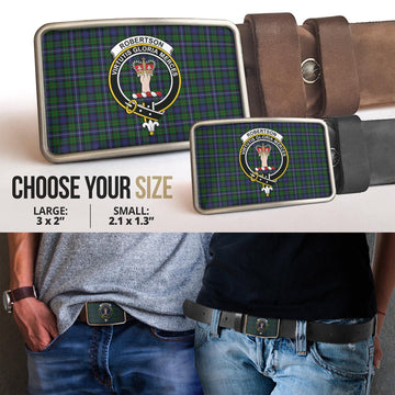 Robertson Hunting Tartan Belt Buckles with Family Crest