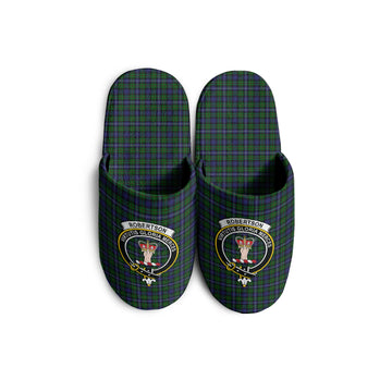 Robertson Hunting Tartan Home Slippers with Family Crest