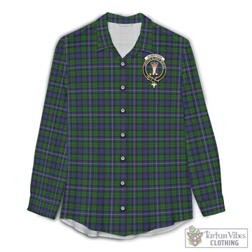Robertson Hunting Tartan Womens Casual Shirt with Family Crest