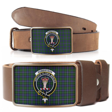 Robertson Hunting Tartan Belt Buckles with Family Crest