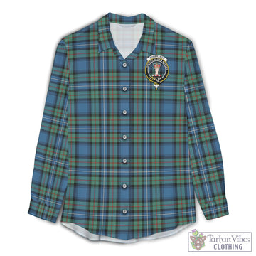 Robertson Hunting Ancient Tartan Womens Casual Shirt with Family Crest
