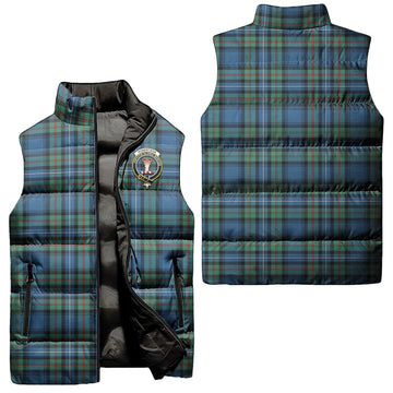 Robertson Hunting Ancient Tartan Sleeveless Puffer Jacket with Family Crest