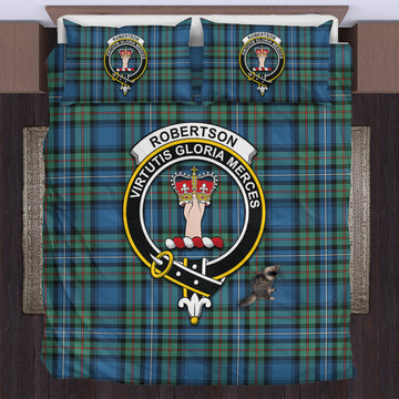 Robertson Hunting Ancient Tartan Bedding Set with Family Crest
