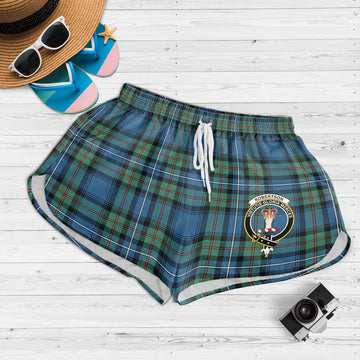 Robertson Hunting Ancient Tartan Womens Shorts with Family Crest