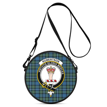 Robertson Hunting Ancient Tartan Round Satchel Bags with Family Crest