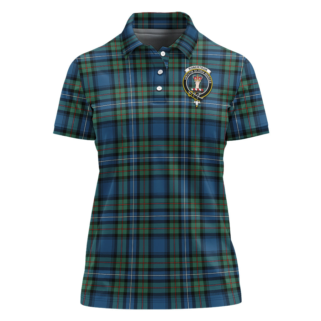 robertson-hunting-ancient-tartan-polo-shirt-with-family-crest-for-women