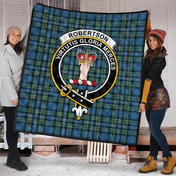 Robertson Hunting Ancient Tartan Quilt with Family Crest