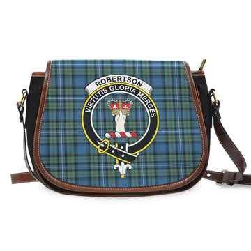 Robertson Hunting Ancient Tartan Saddle Bag with Family Crest