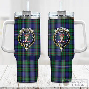 Robertson Hunting Modern Tartan and Family Crest Tumbler with Handle