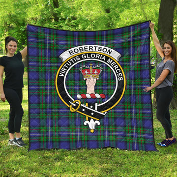 Robertson Hunting Modern Tartan Quilt with Family Crest